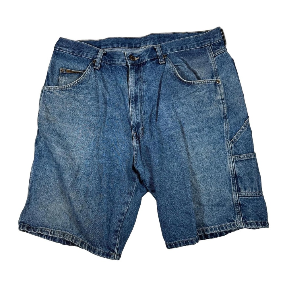 Wrangler Carpenter Denim Shorts Mens 38x10 Blue Relaxed Fit Utility